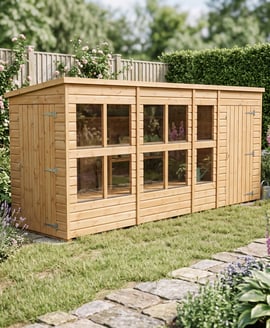 Power 14x4 Pent Potting Shed Combi