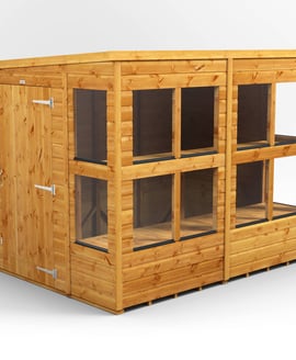 Power pent wooden potting shed