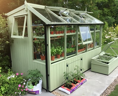 Swallow Jay 6x10 Painted Wooden Potting Shed