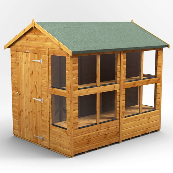 Power 6x8 apex potting shed with glazed working side