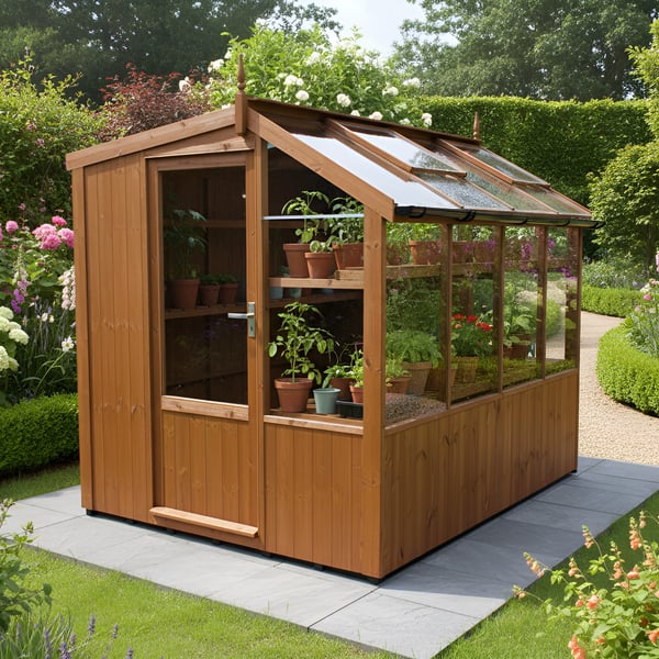 Swallow Jay 6x8 ThermoWood potting shed with roof glazing and vents